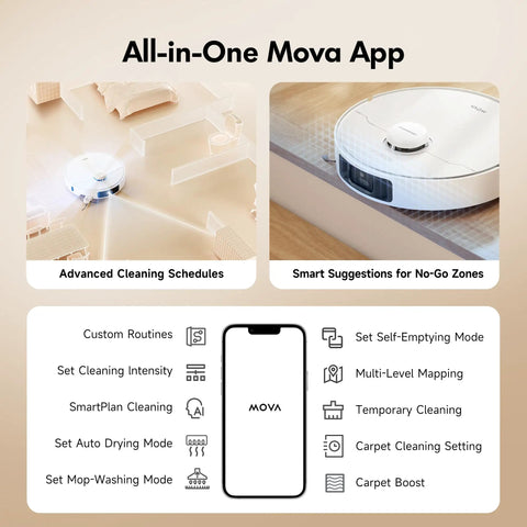 P10 Pro Ultra Robot Vacuum And Mop With 13,000 Pa Suction demonstrating cleaning app features and controls