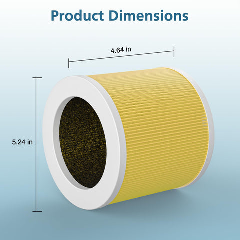 2 Pack A1 Pet Replacement Filter dimensions, 4.64 x 5.24 inches, for Home Air Purifiers, 3 Stage Filtration with Pre Filter and HEPA.