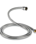 Extra long flexible stainless steel hose from Handheld Shower Head With High Pressure And 6 Spray Settings, 6 Inch Chrome Face