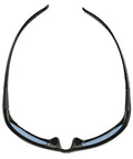 Hellraiser Safety Glasses With Light Blue Lenses And Black Frame, 12 Pairs Per Case, UV 99.9% Protection, viewed from back