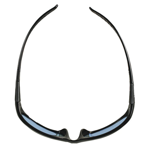 Hellraiser Safety Glasses With Light Blue Lenses And Black Frame, 12 Pairs Per Case, UV 99.9% Protection, viewed from back