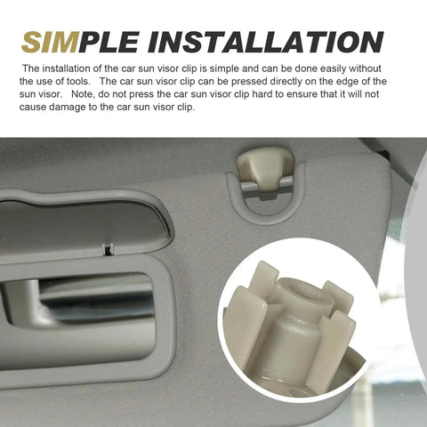 Image showing easy installation of 2 Pack Sun Visor Clips For Jeep Liberty And Dodge Nitro Car Interior Sunscreen Holder Hooks Replacement