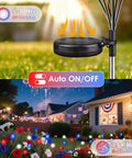 Solar Powered Patriotic American Flag Lights 4 Pack For Outdoor Garden Decor with auto on/off feature and red, white, blue lights