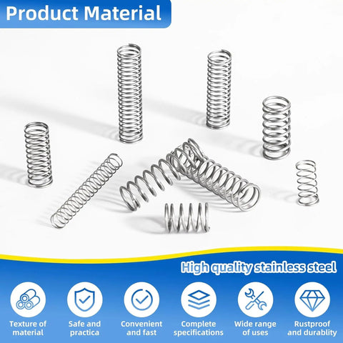 Premium Stainless Steel Compression Springs Assortment Kit Featuring 380 Versatile Pieces For DIY Repairs, Home Projects, And Heavy Duty Mechanical Fixes With Rust Proof Build, assorted stainless steel springs