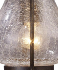 Close-up of clear crackle glass on Wikshire 8 Inch Wide 1 Light Outdoor Pendant In Coffee Bronze With Cast Aluminum Construction
