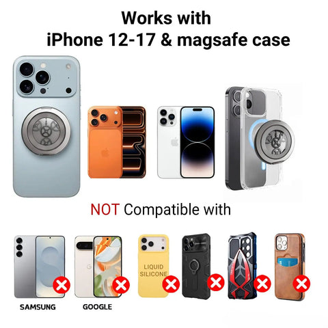 Fidget Grip For MagSafe iPhone Through 17 Series With 360 Degree Kickstand And ASMR Clicks compatible with iPhone 12-17