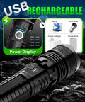 Ultra Bright LED Flashlight That Lights Up The Night With A Rechargeable Battery And Zoomable Beam 5 Modes Waterproof