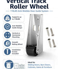 Rock Solid Vertical Track Roller Wheels With Thick Rubber Casters For Zero Sag Barn Doors And Ride Smooth Sliding Door Hardware Replacement Two Pack, 110LBS capacity.