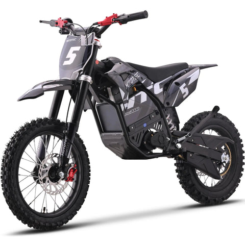 60V 2000W Pro Electric Dirt Bike Lithium Grey With Quick Release Battery, 35-40 MPH Top Speed, 10-18 Mile Range, IPX6 Waterproof
