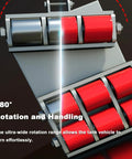Rock Solid Heavy Duty Equipment Dolly With Multi Directional Roller Skates For Seamless Industrial Machinery Hauling wheel assembly showing 180° rotation.