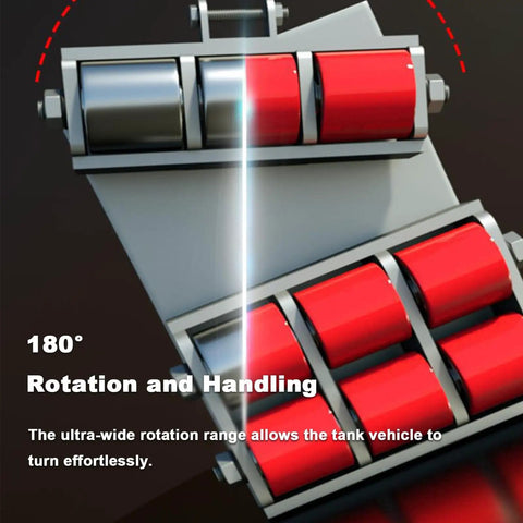 Rock Solid Heavy Duty Equipment Dolly With Multi Directional Roller Skates For Seamless Industrial Machinery Hauling wheel assembly showing 180° rotation.