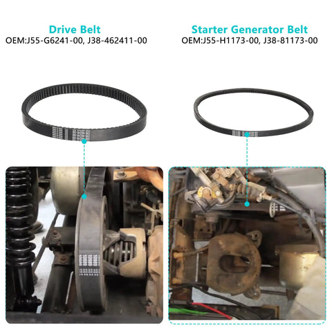 All In One Golf Cart Tune Up Kit With Starter Generator Belt And Drive Belt For Yamaha G16 G19 G22 1996 And Up belts shown