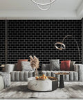 Living room with Dope Brick Pattern Peel And Stick Wallpaper Vinyl Roll Self Adhesive For Kitchen Subway Plaid Modern Tile Look.
