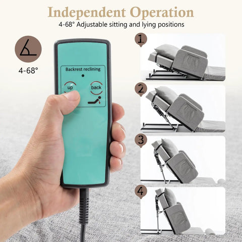 Remote control for Electric Adjustable Bed Backrest With Safety Rails 300 Pound Capacity 4 To 68 Degree Lift Range Machine