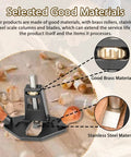 Handheld router plane with wood handles and brass and stainless-steel components for smoothing surfaces and cutting grooves.