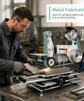 Drop Dead Solid 1500W Belt Grinder Sander 2X72 Variable Speed Floor Machine with grit wheels in metal fabrication.