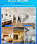 Image showing different lighting options for 12 Pack 6 Inch Retrofit LED Recessed Lighting Dimmable 12.5W to 100W Daylight 5000K 950 Lumen