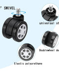 Heavy Duty Dual Roller Office Chair Casters Rolls Smooth And Quiet On Hardwood Floors Universal Replacement Wheels for gaming with swivel design.