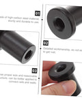 Close-up of black high-carbon steel spacers from 5 Pack Sliding Barn Door Spacers, Heavy Duty Hardware Kit in a hand