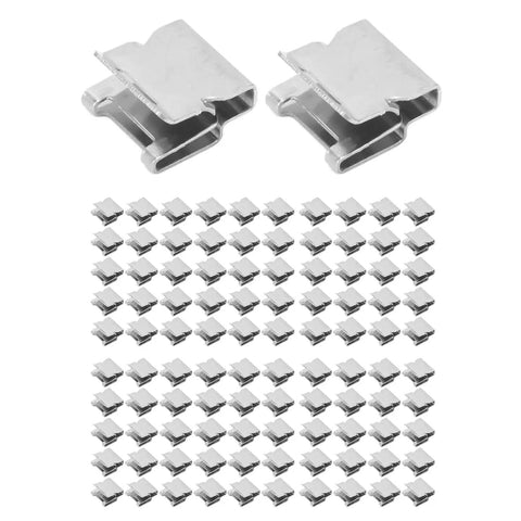 Heavy Duty 304 Stainless Steel Solar Panel Cable Clips 100 Pack securing solar wires with durable fasteners for installations.