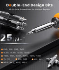 All In One Magnetic Screwdriver Set With 25 Tools Handy Portable Multitool Kit showcasing 25 double-end bits for home DIY repairs