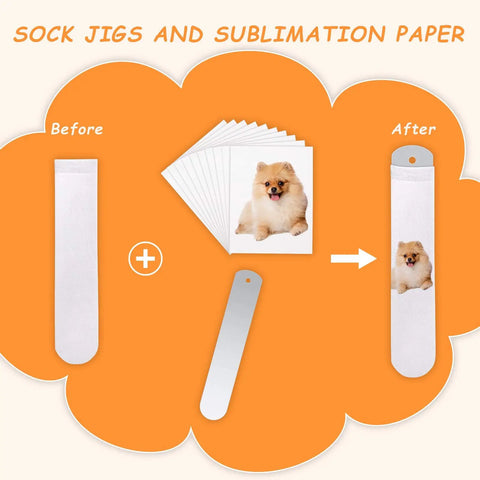 2 Piece Metal Straight Sock Sublimation Jigs With 10 Sheets Heat Transfer Paper For Dye Sublimation On Crew Socks DIY Socks Printing