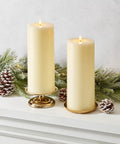 Extra Large Flameless 3 Wick LED Pillar Candle 6x10 Inches Real Wax Ivory With Realistic 3D Flickering Flames Remote Control And Timer Battery Operated Mantel Centerpiece For Valentine Home Decor on mantelpiece.