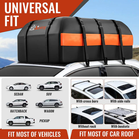 Road Trip Ready Rooftop Cargo Carrier Bag 15 Cubic Feet Waterproof Heavy Duty 840D Car Roof Bag universal fit vehicles