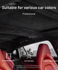 Babnecl suede auto headliner fabric installed in car interior; black foam-backed, 96 by 60 inches