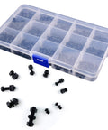 Top Shelf Heavy Duty Black Nylon Phillips Pan Head Screw And Hex Nut Assortment With 510 Metric Pieces M2 M2.5 M3 M4 M5 in storage box