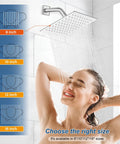 Polished Chrome Rain Shower System With 8-Inch Square Rain Shower Head, Wall-Mount Design in use during bathroom renovation.