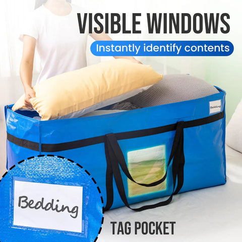 Giant 69 Gallon Extra Large Storage Bags Heavy Duty Moving Bags With Visible Window And Wrap Around Handles Blue 2 Pack