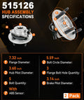 Specifications graphic for 2 Pack Front Wheel Bearing Hub Assembly For Dodge Ram 1500 2009 2010 2011 With ABS 5 Lug.