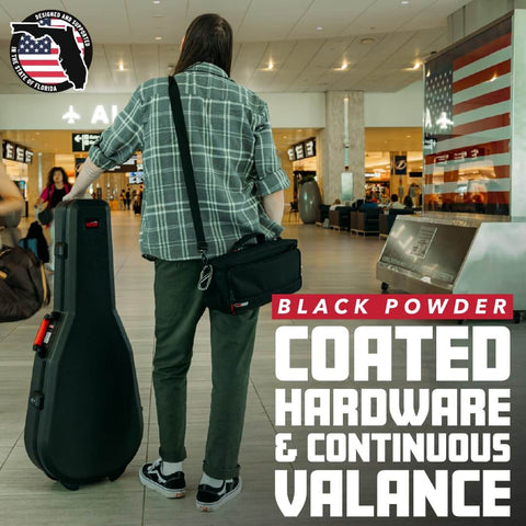 Traveler with Molded Flight Case For SG Style Double Cutaway Guitars With ATA Roto-Molded Polyethylene Shell in airport