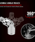 Five Piece Three Eighths Inch Drive Extension Bar Set Including Three Six And Ten Inch Extensions Universal Joint Socket Flexible Socket