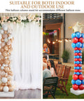 Gadpiparty balloon column stand kit; adjustable poles, rose-gold indoor column and blue-red outdoor column with star topper.