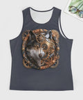 Mens Viking Wolf Graphic Tank Top Featuring A Relaxed Sleeveless Muscle Tee Cut Loose Streetwear Fit For Epic Gym Workouts And Chill Summer Hangouts with gear design.