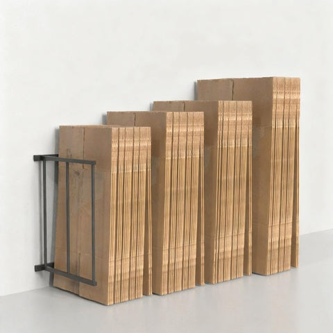 Heavy Duty Portable Cardboard Box Storage Rack And Bulk Packaging Organizer With No Sweat Setup for sorting flat cardboard stacks.