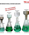 80mm Porcelain Buchner Funnel And 1L Heavy Wall Borosilicate Glass Vacuum Flask Filtration Kit With Sealing Adapter