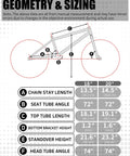 Geometry and sizing chart for Freestyle 20 Inch BMX Bike For Beginners Kids 8 To 15 Red Frame With Blue Tires showing frame measurements