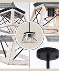 Farmhouse Pendant Light Fixture Rustic Beige Hanging Vintage Pendant Chandelier wood grain detail for Kitchen Island.