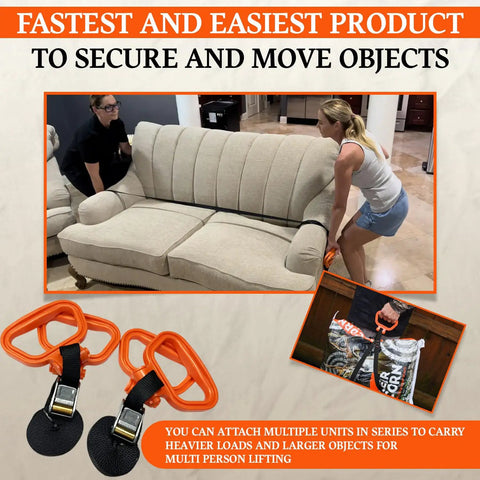 Handle And Haul Two Handle Moving Straps With Cam Buckle Adjustable System lifting a couch