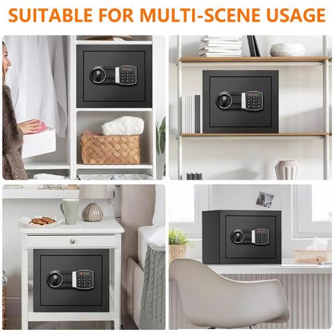 Compact Home Fireproof Safe With Programmable Keypad And Alarm Waterproof Security Box for Documents Money and Medicine