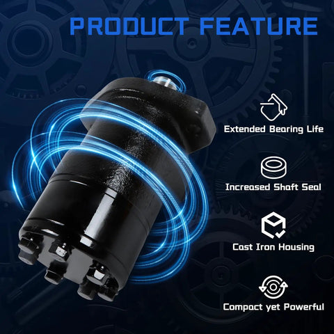 Beast Hydraulic Motor 103-1037 Replacement for Eaton Char-Lynn S Series With 11.4 Cu In Per Rev Displacement and 304 RPM High Torque Low Speed Orbital Powerhouse for Construction, Agriculture, and Mining cast iron housing with extended bearing life