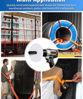 Ratchet Strap Winder Drill Attachment for quick tie downs in use on trailers, flatbeds, and storage, reducing downtime and fatigue.