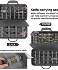Heavy Duty 88 Slot Knife Display Case For 64 Plus Pocket Knives, Butterfly Knife Storage Box, shown with elastic bands in grey