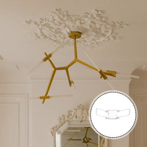 Modern ceiling light with gold frame and detailed molding, inset showing 20 Pack Iron Lampshade Spring Clips For Easy Installation And Secure Fixation.