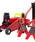 Red 2 Ton Hydraulic Floor Jack With Two Jack Stands, Heavy Duty Steel Lift Set for Cars, Trolley Style Jack, garage tool