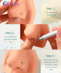 Using 20G Butterfly Horseshoe Nose Ring Hoop With Push Pin Ends Taper Ball Grabber Tool 316L Surgical Steel CZ Clear
