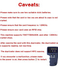 Instructions and handheld 125KHz RFID Copier Duplicator For T5577 And EM4305 Cards with caution notes